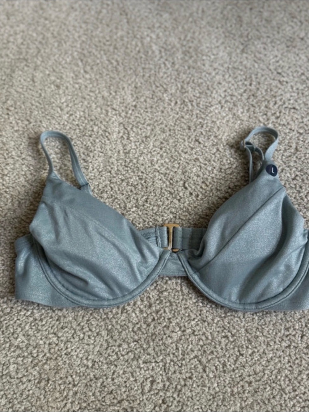 Hollister Shimmery Pale Blue Underwire Bikini Top beach boho - NWT